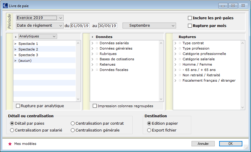 Grand Livre Analytique : Impression