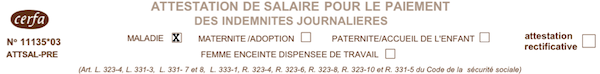 Attestation de salaire maladie